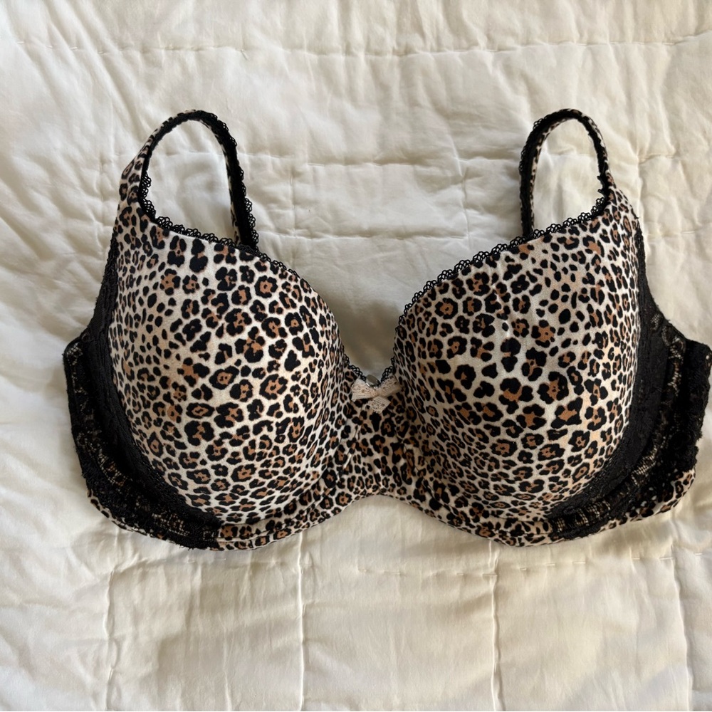 Victoria's Secret Leopard and Black Lace Bra